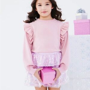 Lola and the boys Pink Ruffle Sweater